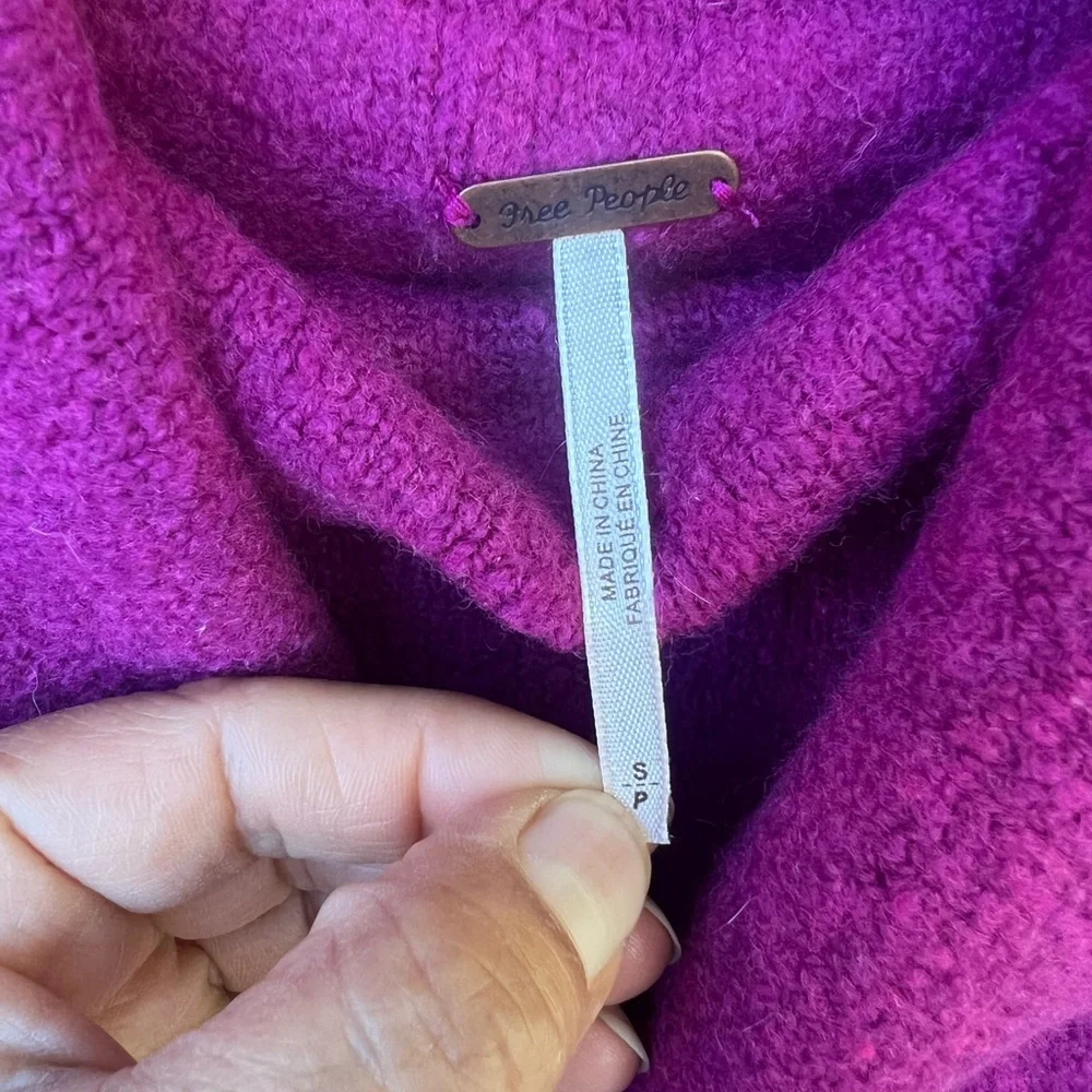 Free People Vibrant Pink Cowl Neck Sweater